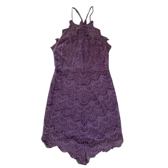 Free People Purple lace mini dress with open back and adjustable straps #boho - Picture 3 of 10